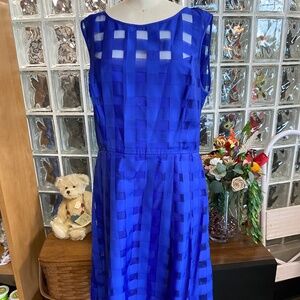 Blue checkered, chiffon dress